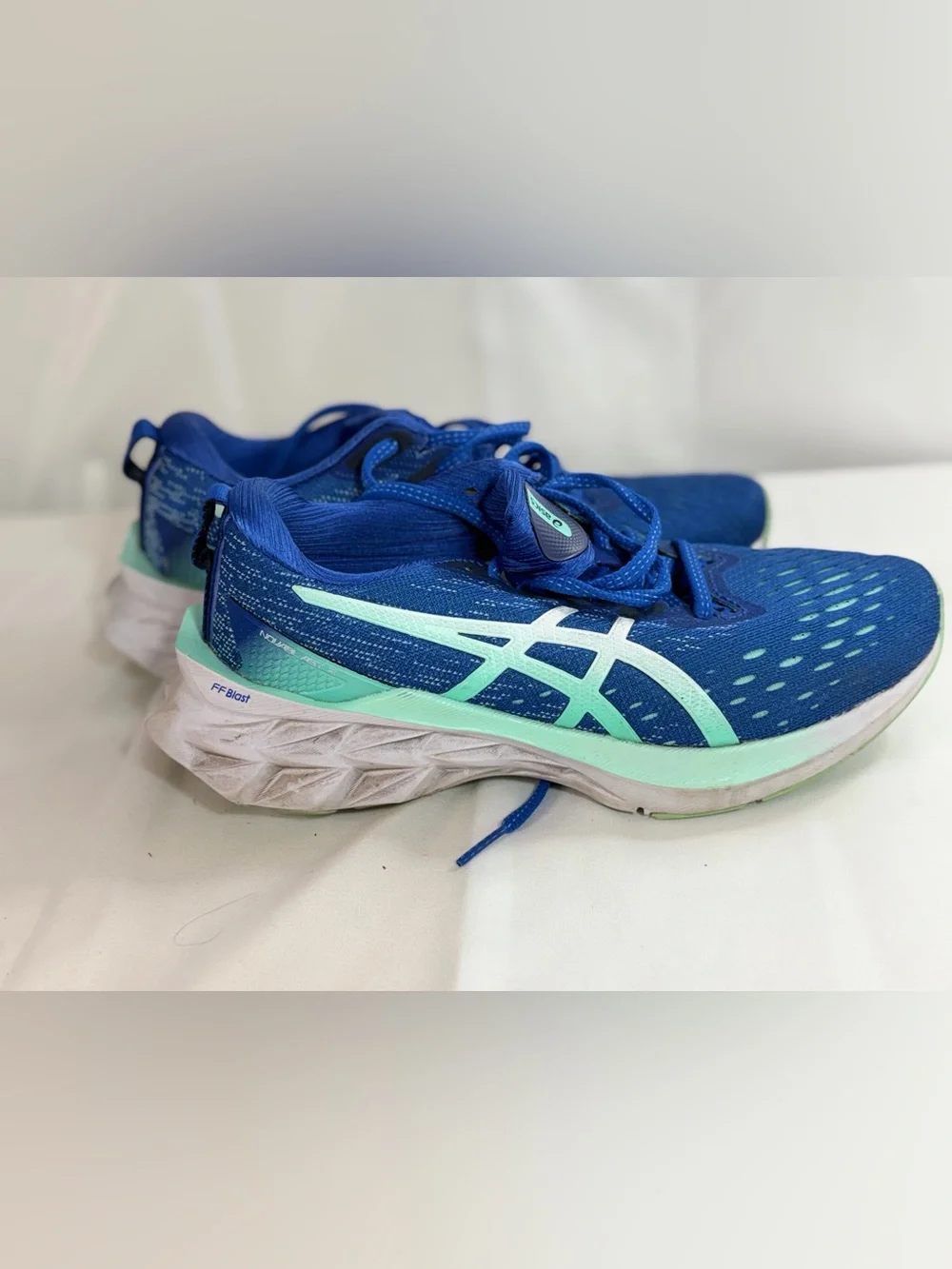 Asics Blue Sneakers with Mint Accents